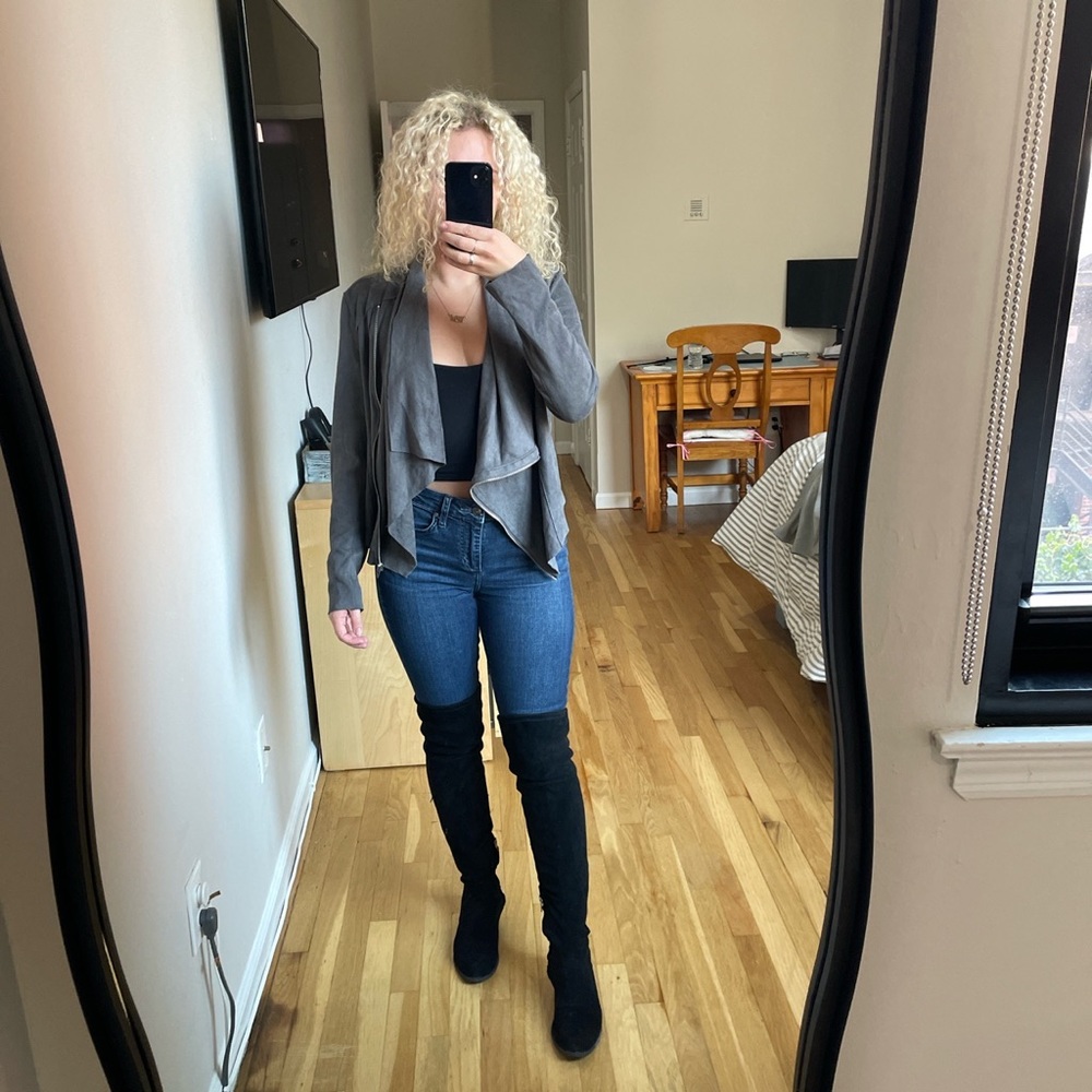 faux suede zip up shacket